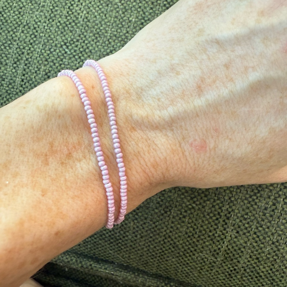Elegant light purple pink Beaded Bracelet, comes with 2, 6.25 in